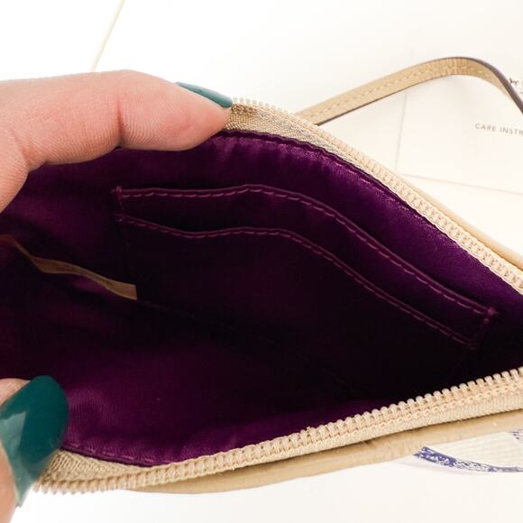 Y2K Coach Op Art Signature Zipper Wristlet Beige Purple Pink Pouch Wallet - Picture 6 of 7